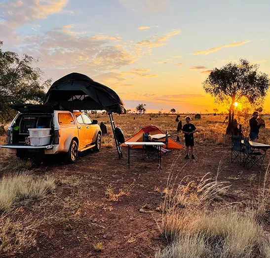 Family camping with a 4WD camper