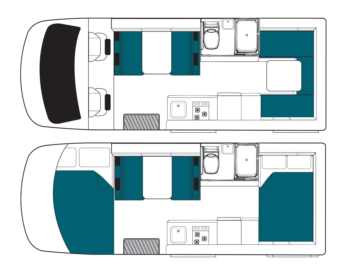 Beach 4 Berth  - floorplan view