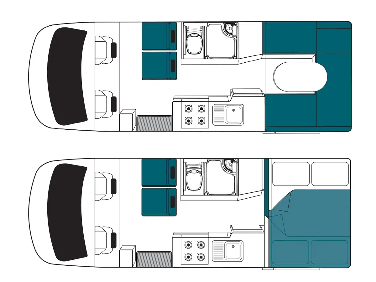 Cascade 4 Berth Motorhome New Zealand - Floor Plan
