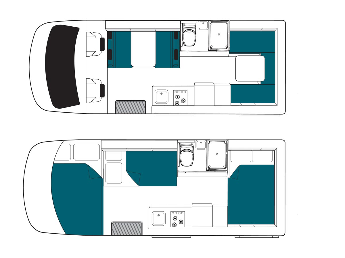 Maui River 6 Berth Elite Motorhome Floorplan