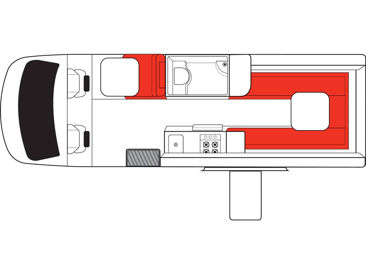 Deuce Plus  3 Berth - floorplan view
